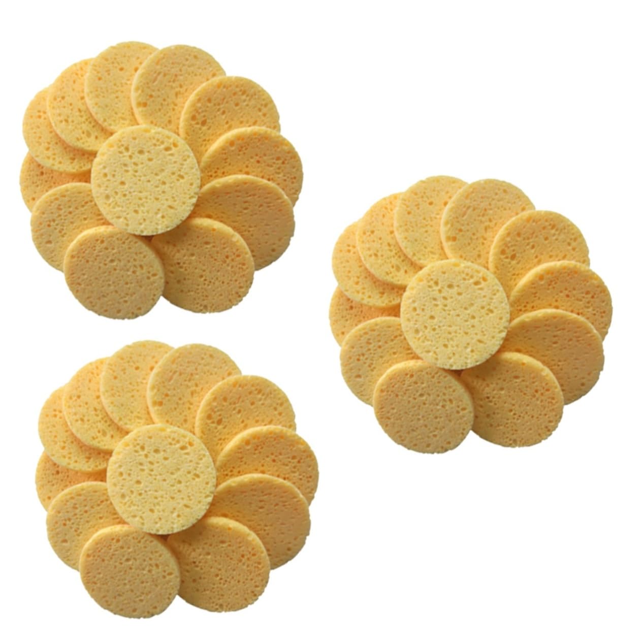 NULYLU 3sets Reversible Makeup Removal Pads Face Sponge Cotton Puff Soft Round Gentle Skin Cleansing 20pcs*3