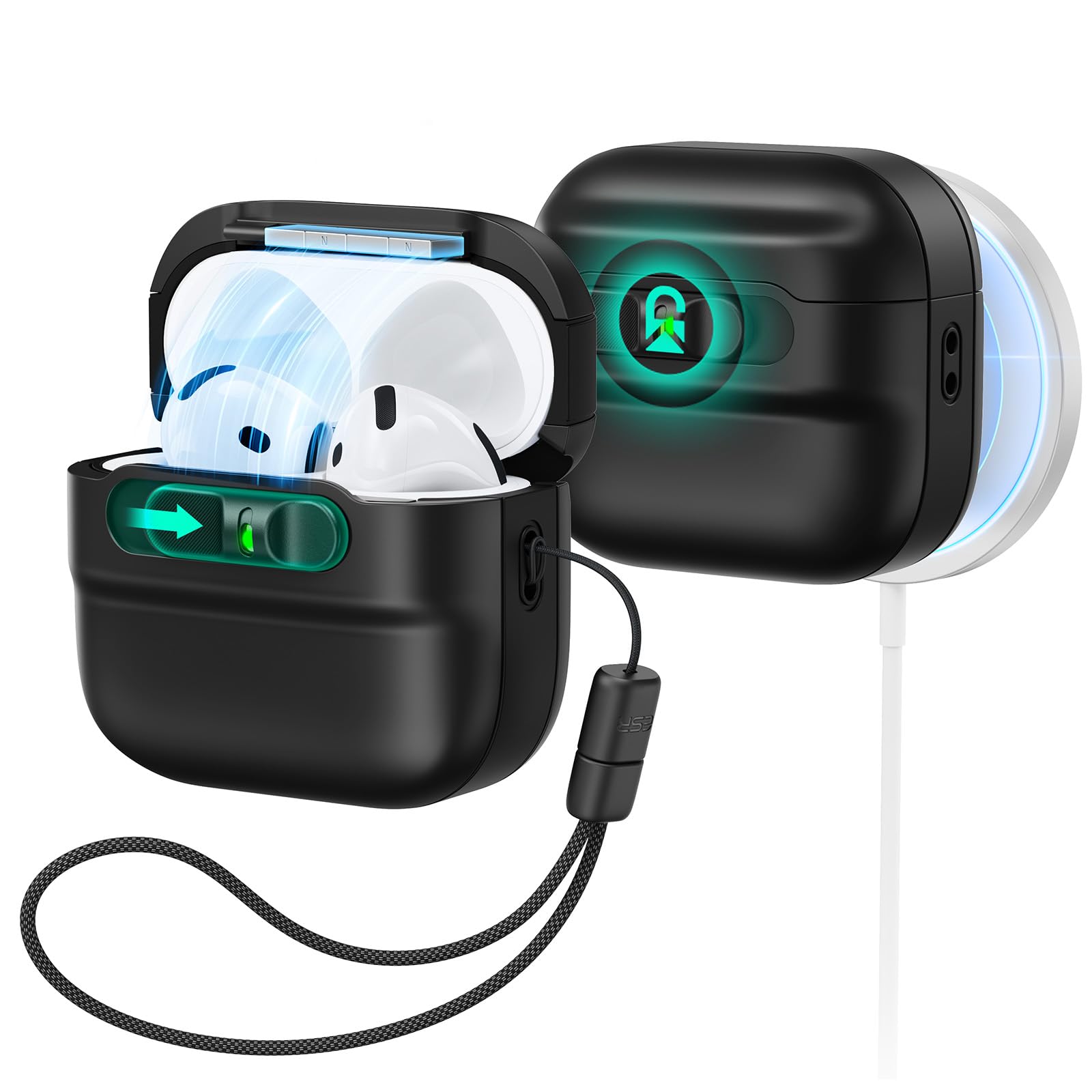 Amazon | ESR AirPods4 ケース 2024 ロック付き 片手で簡単オープン