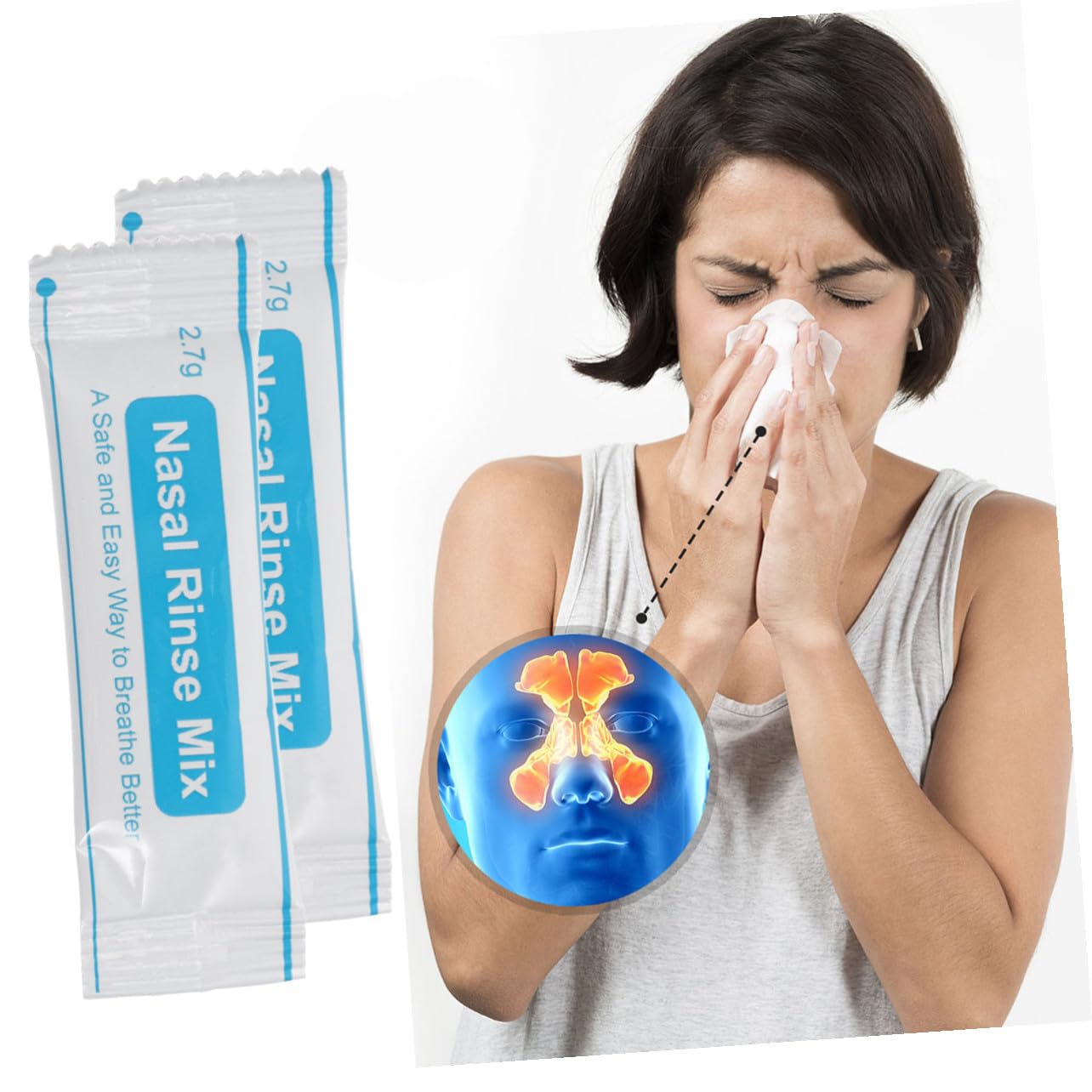Hohopeti Paquetes de Sal para Enjuague Nasal 40 Sobres Fáciles de Usar Sal Protectora para Limpieza Nasal en Trabajo Profesional y Campo Especial