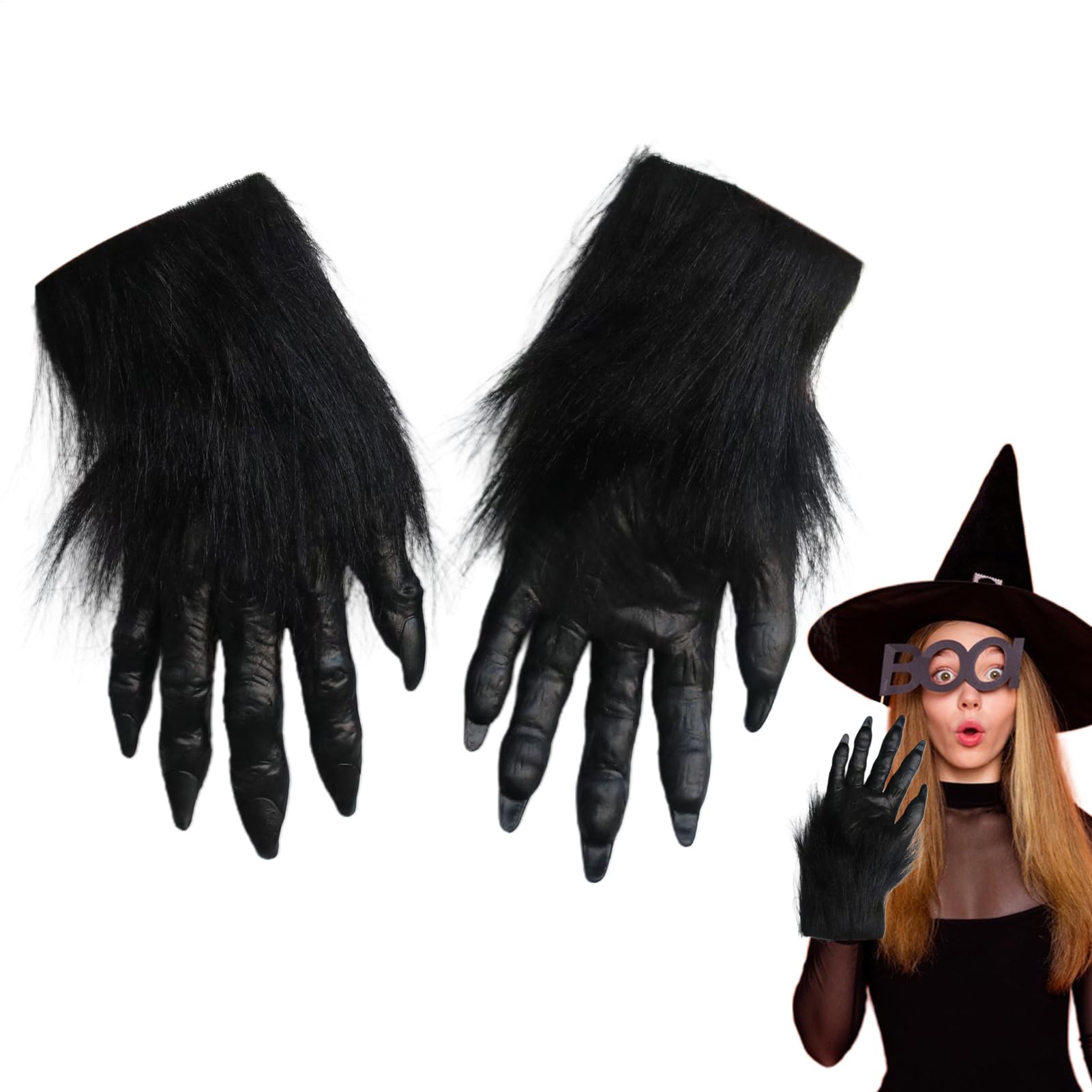 Guantes de hombre lobo con manos de lobo y garras para disfraz de cosplay 8