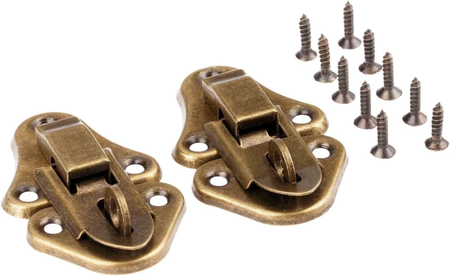 アンティーク レトロ 掛け金 ロック バックル フック アイラッチ、2個 ラッチ 家具 ジュエリー ボックス 金具 ギフトボックス