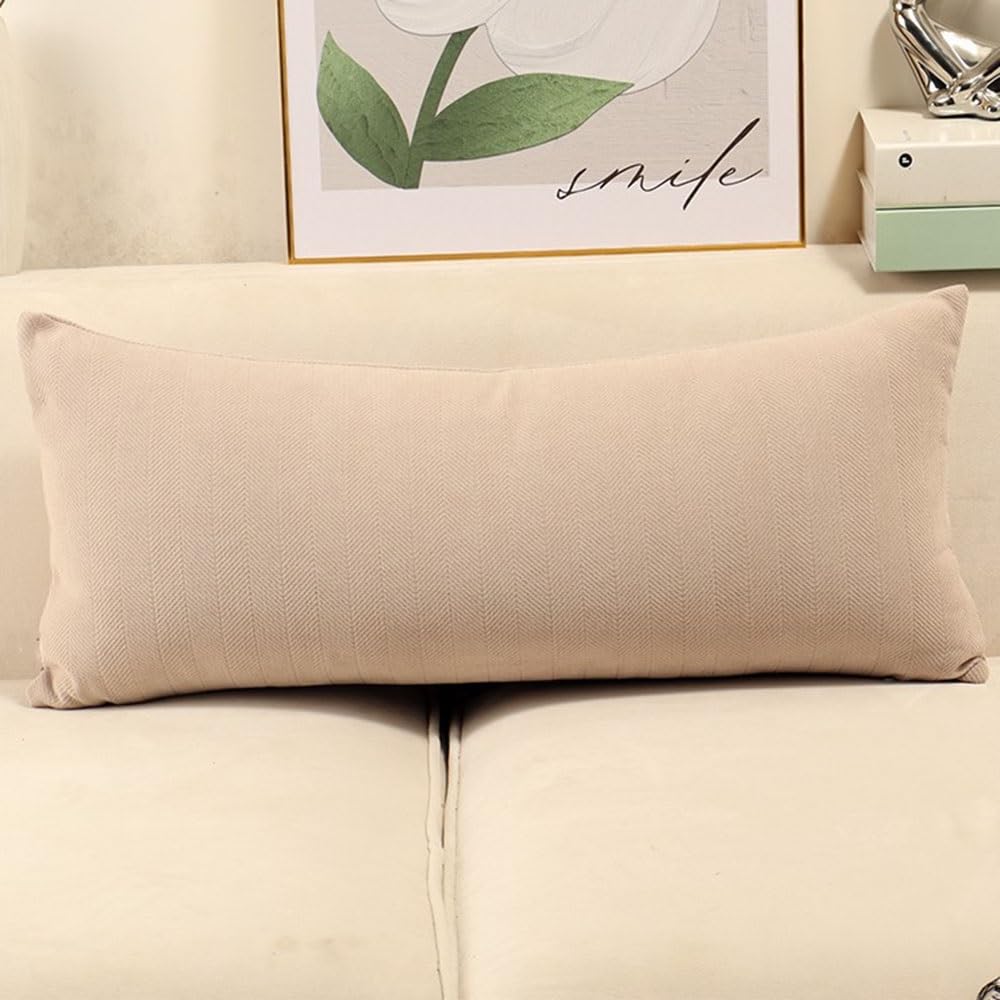 Swj-Swjssb Milk Tea Long Throw Pillow Cover Chenille Pillow Covers Rectangle 50X70 30X70 Cm Decorative Couch Cushion Covers With Zipper Square Pillowcase Sofa Pillow Protector Cases(,30X70 Cm)