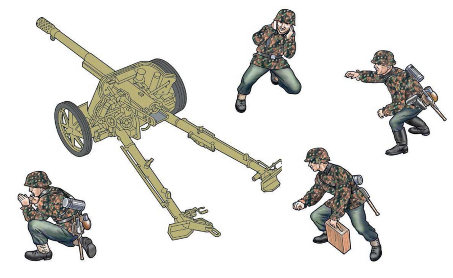 Pak 97/38 Anti-Tank Gun with Crew, multi-coloured, 13,3 cm - Image 2