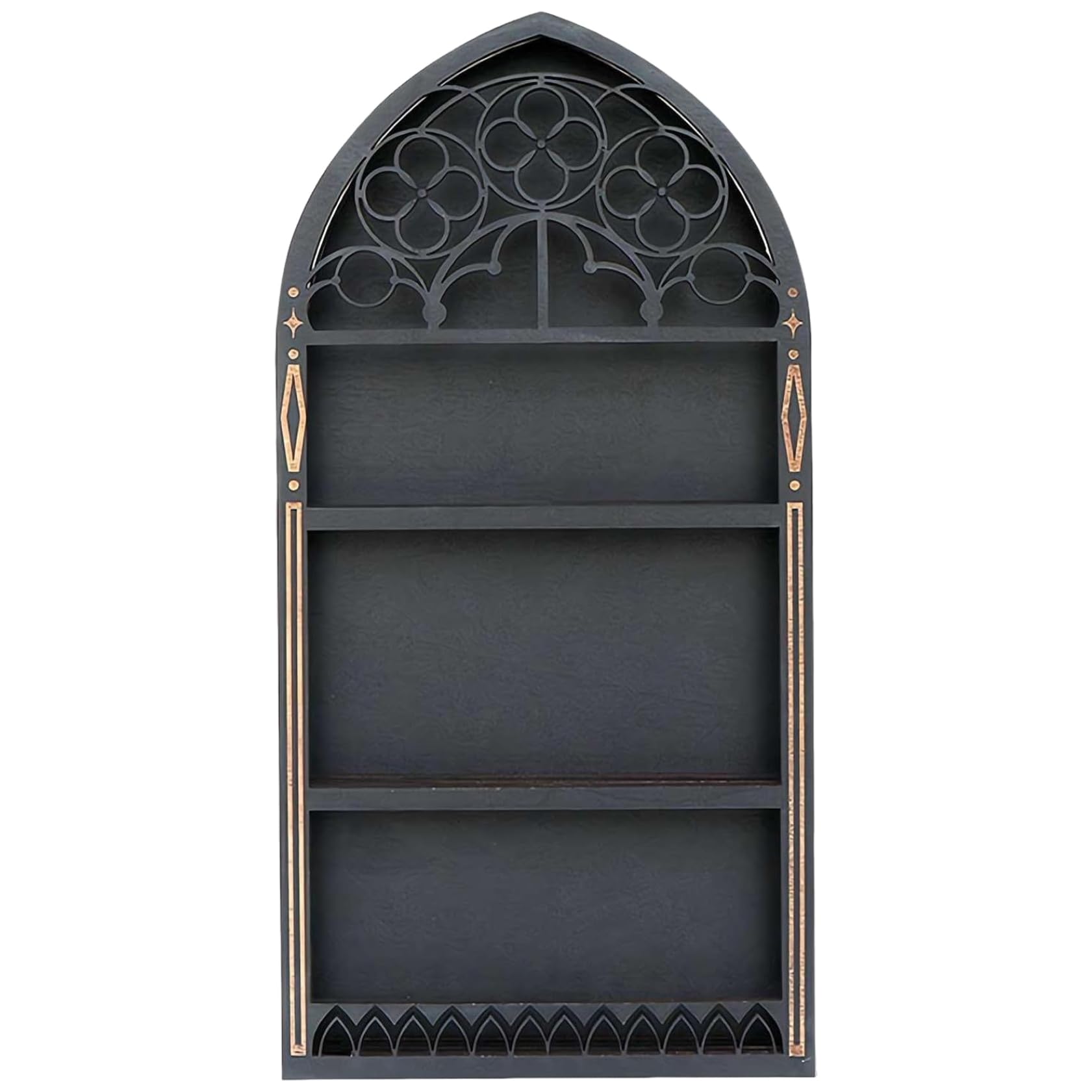 AwnsIMfreien Crystal Shelf Display for Wall, Wooden Gothic Crystal Shelf, Black Floating Shelves Old Church Window 15.7x7.8 Essential Oil Display Trinket for Room