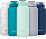 Ello Cooper 22oz Bouteille d'eau en acier inoxydable avec Poignée de paille et de transport, Métal à double paroi et à vide, couvercle de verrouillage étanche avec joint en silicone souple, réutilisable, BPA Sans halogène