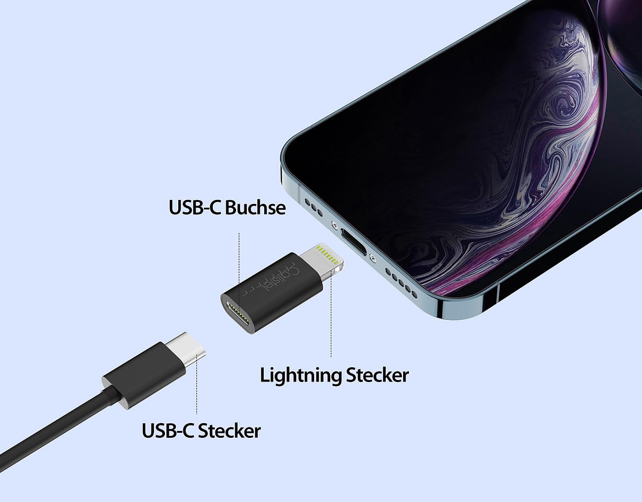 Callstel 6-częściowy zestaw adapterów USB, OTG-USB, Lightning, 60 W PD