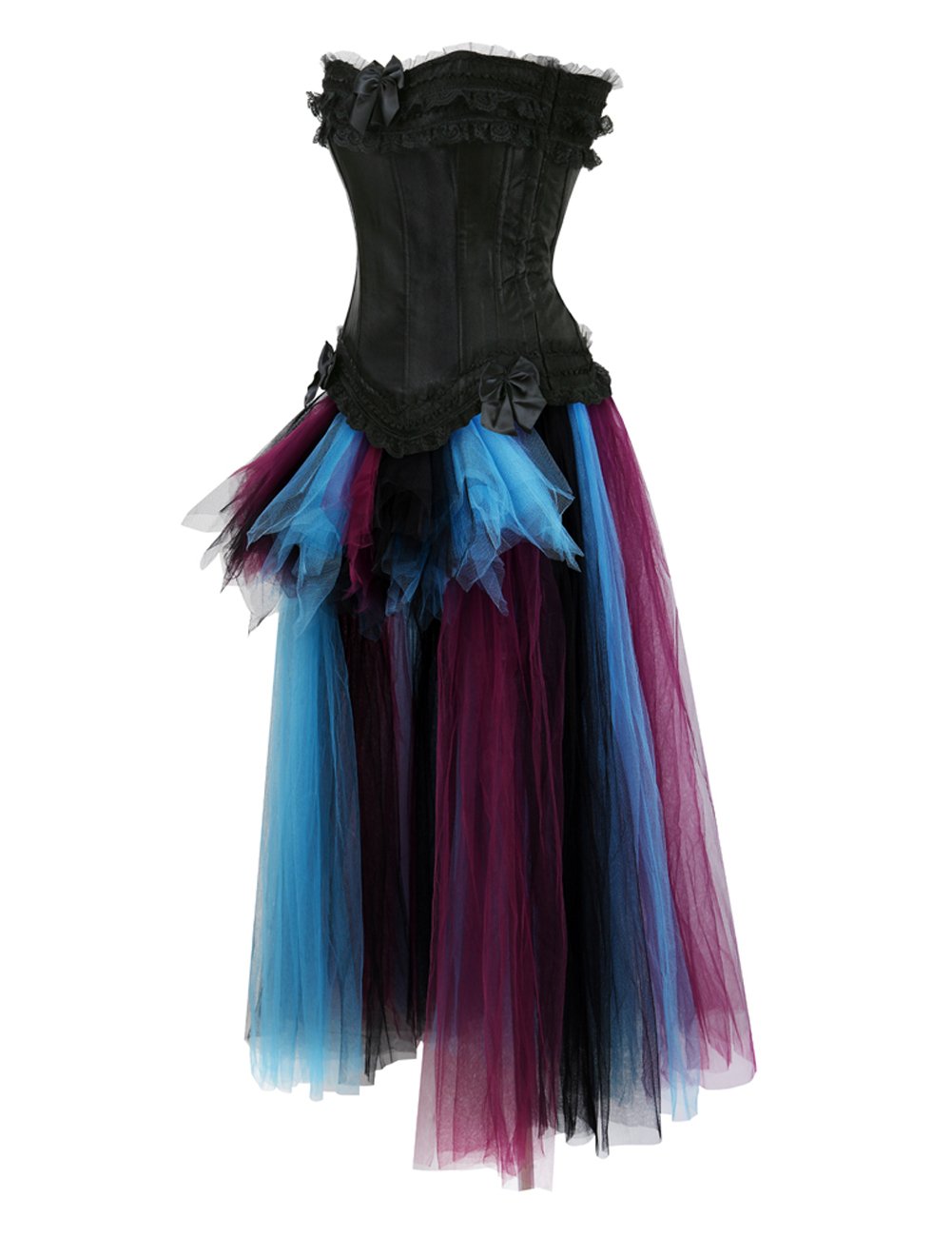 Grebrafan Reißverschluss Korsage Corsage mit Burlesque Rock | Faschingskostüme Piraten Korsett Damen