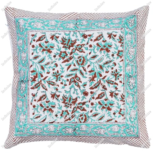 Coussin ethnique chic housse coton imprimé fleur pour coin lecture - 3