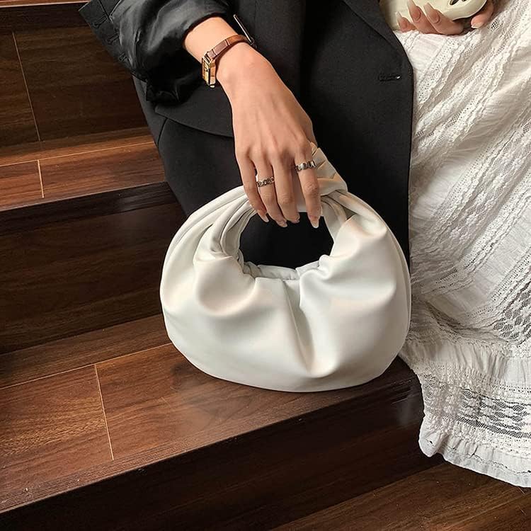 Women's Dumpling Bun Fold Knot Design Cloud Bag Handbag