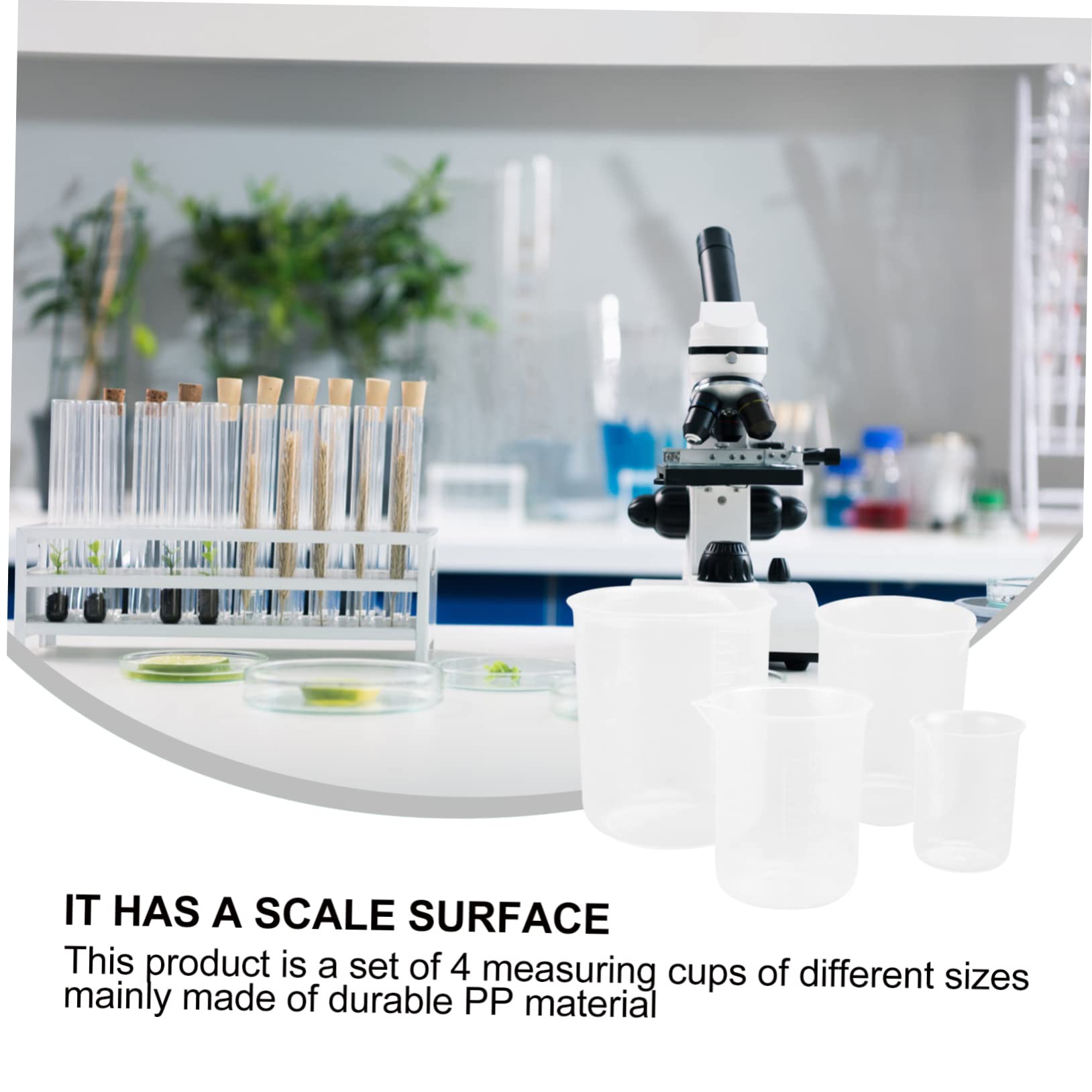 MOLUCKFU Plastic Graduated Beakers 4 Sizes (50ml 150ml 250ml 500ml) Accurate Measurement