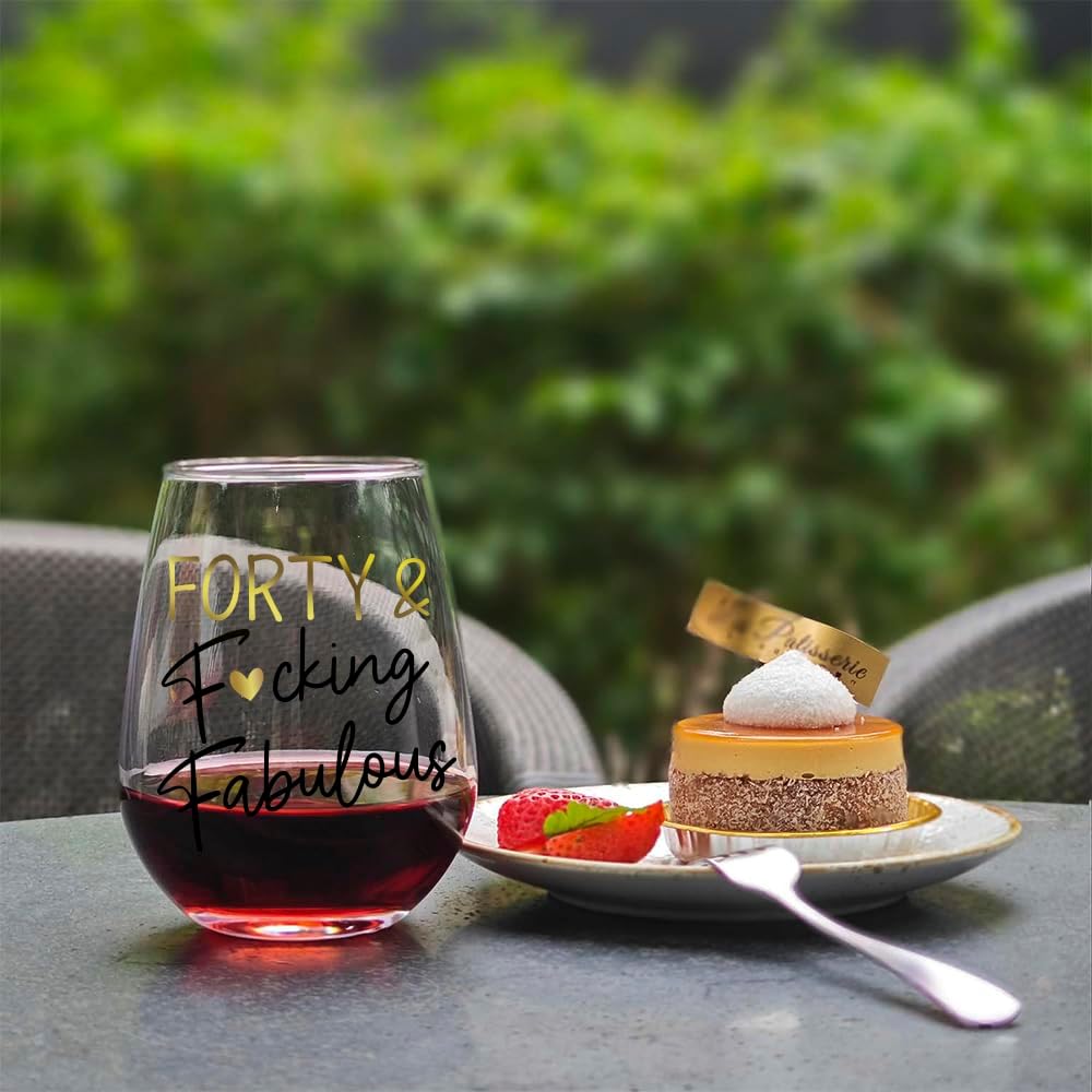 40th Birthday Wine Glass Gifts for Women, 40 Fabulous Happy 40th Birthday Gift, 40 Years Old Wine Glass Birthday Gift for Mom Friends Wife Coworker, 40th Birthday Turning 40th Gift - Image 7