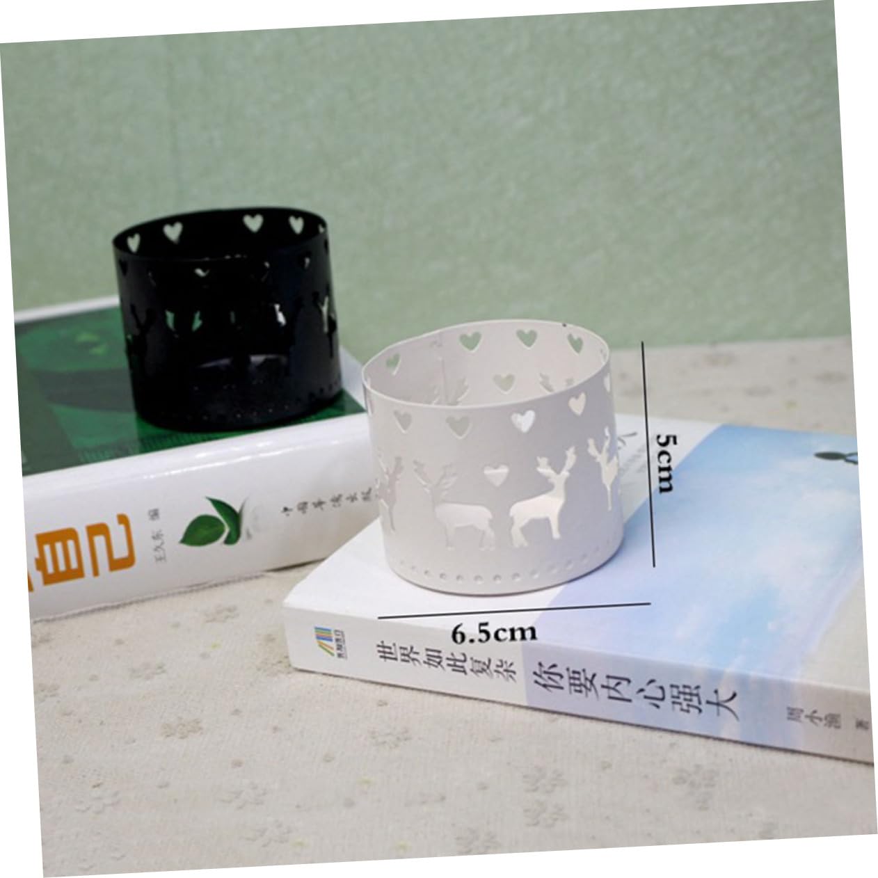 ULDIGI Unique Elk Pattern Iron Christmas Candle Holder for Home Office and Parties