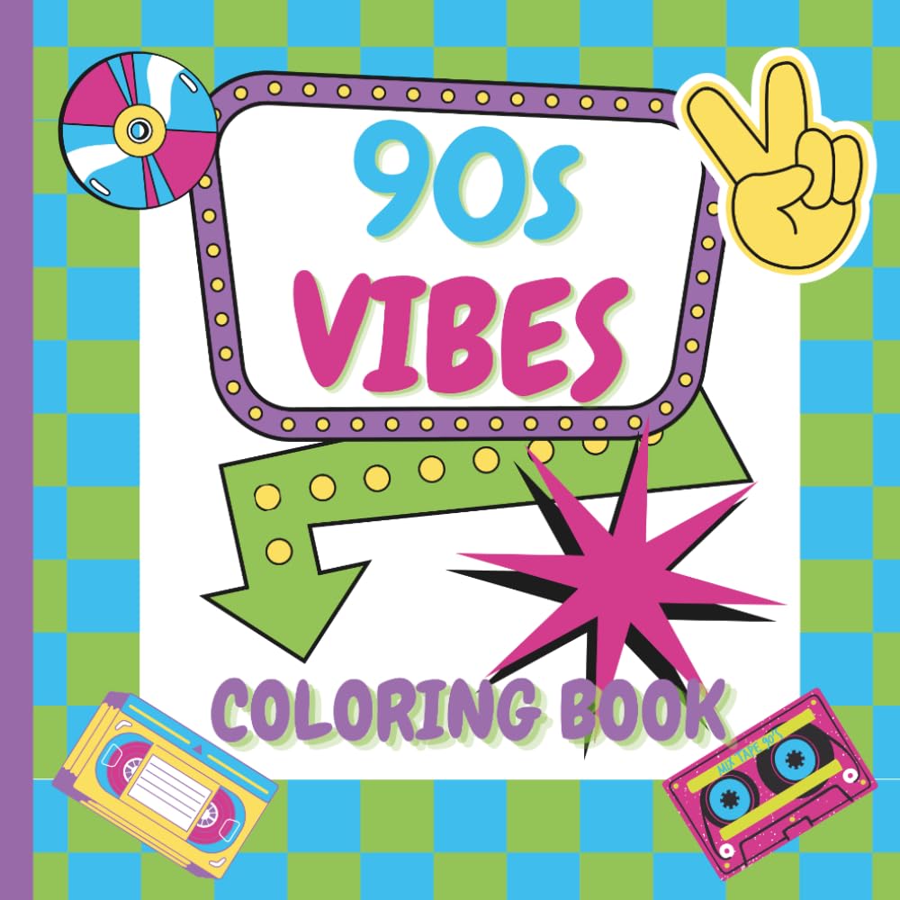 90s Vibes Coloring Book: Bold and Easy Retro Designs for Relaxation and Nostalgia: 50 Fun and Simple 90s-Inspired Coloring Pages for Teens and Adults