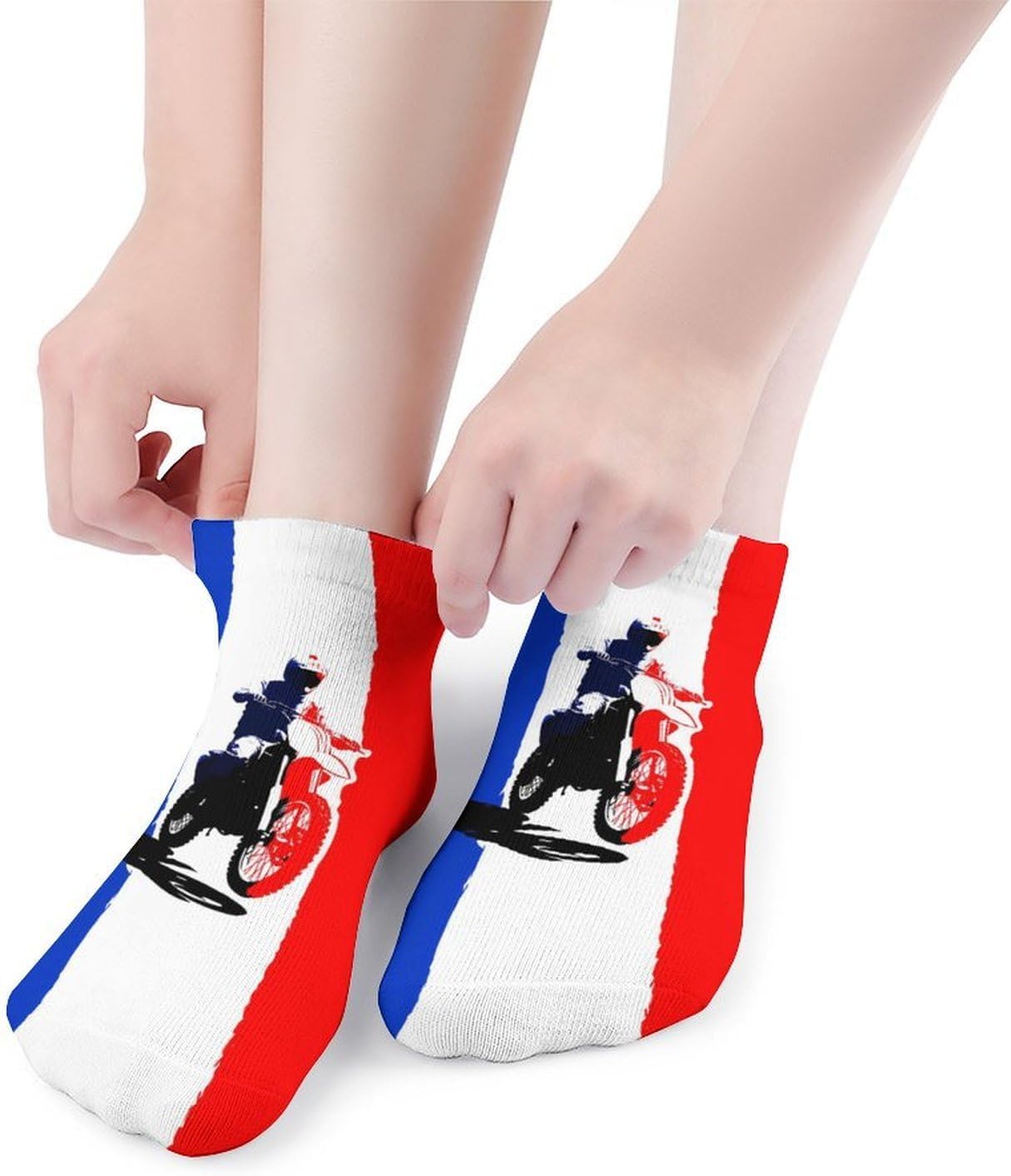 French Flag Motocross Motorcycle Socks for Men Women 5 Pairs Ankle Socks