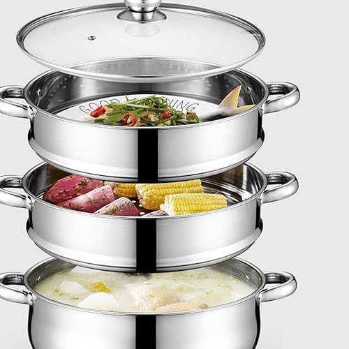 Miniatura 4 de BESTonZON Olla de estofado Alimentos Práctica olla de vapor olla olla olla con tapa cesta acero inoxidable Alimentos Cocinar Cocinar