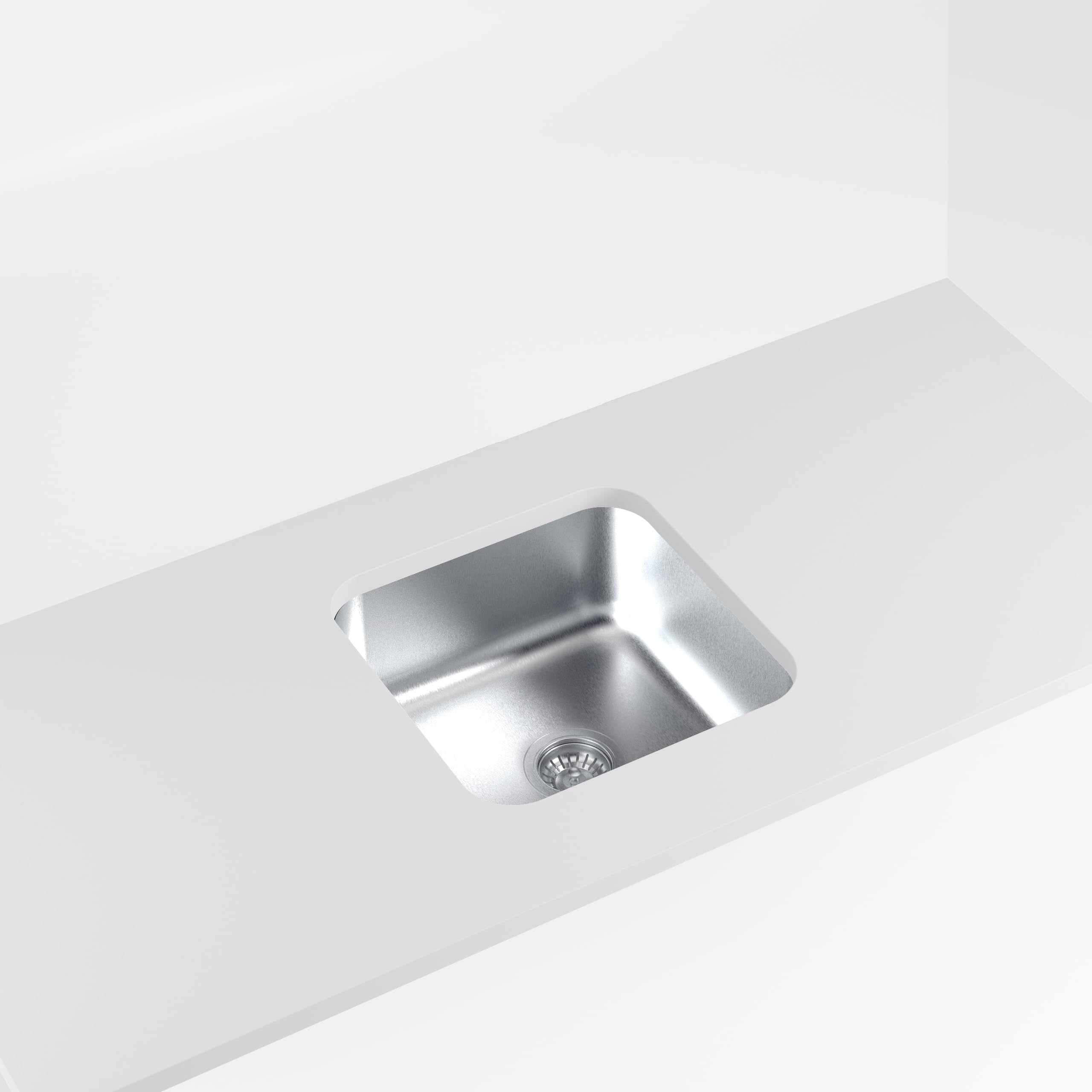 Edesa FUJI BE 40X40 1C R-60 Fregadero Bajo Encimera, Acero Inoxidable 304, 1 Cubeta Cuadrada, 445 x 445 x 180 mm