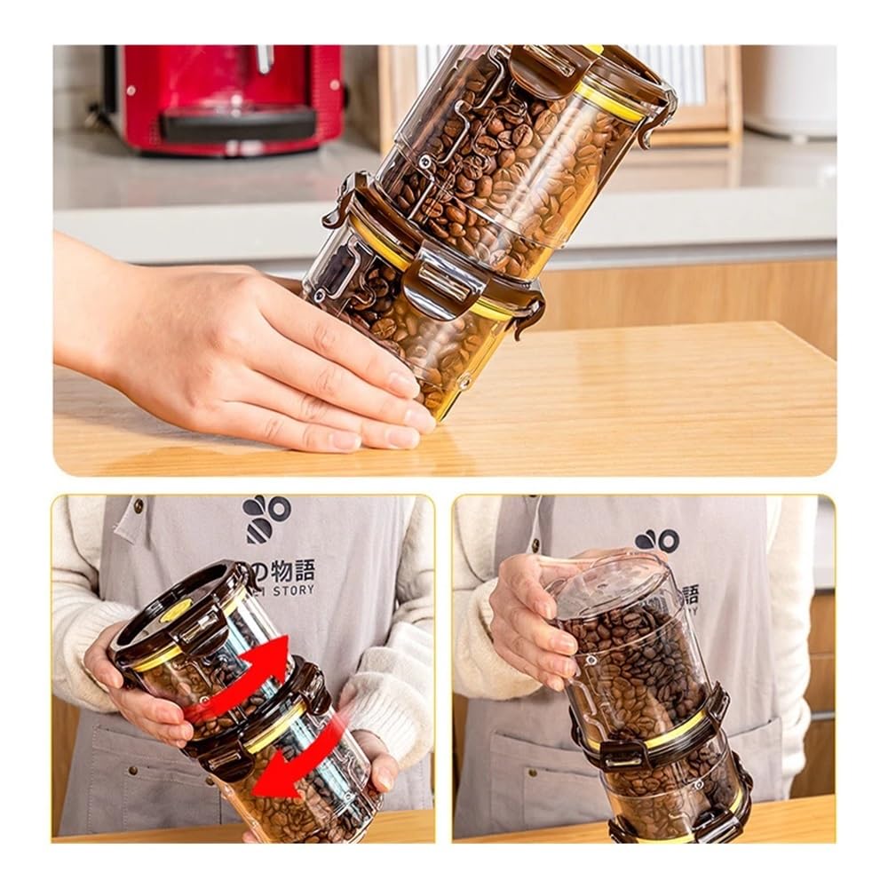 Vakuumversiegelter Behälter für Kaffeebohnen, Glas, Lebensmittelbehälter, Haushaltsbehälter, feuchtigkeitsbeständig, Luftabsaugung, Tee-Vorratsbehälter, Push-Typ, 950 ml
