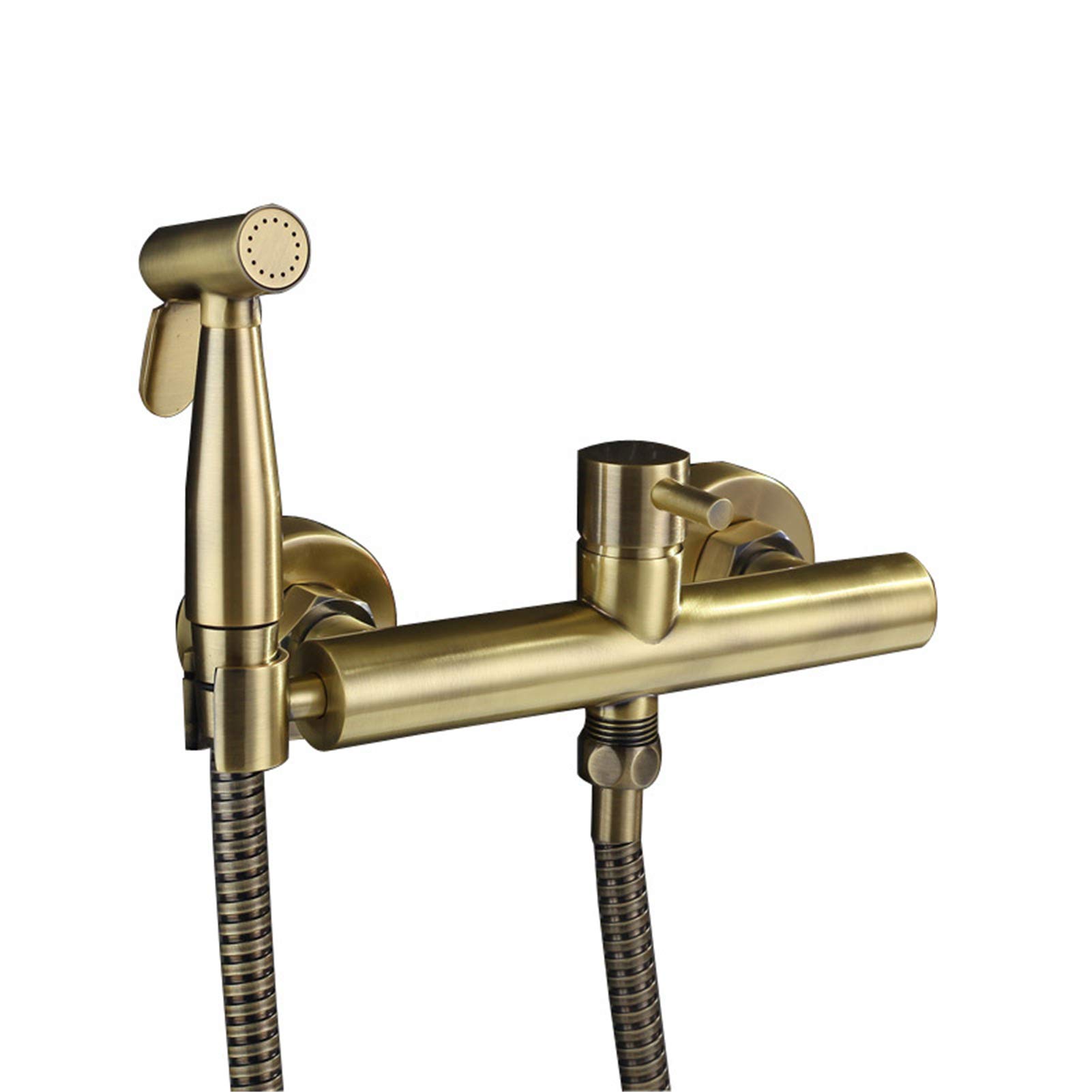 Grifo de bidé de inodoro de oro cepillado de alta gama shattaf mezclador de agua caliente
