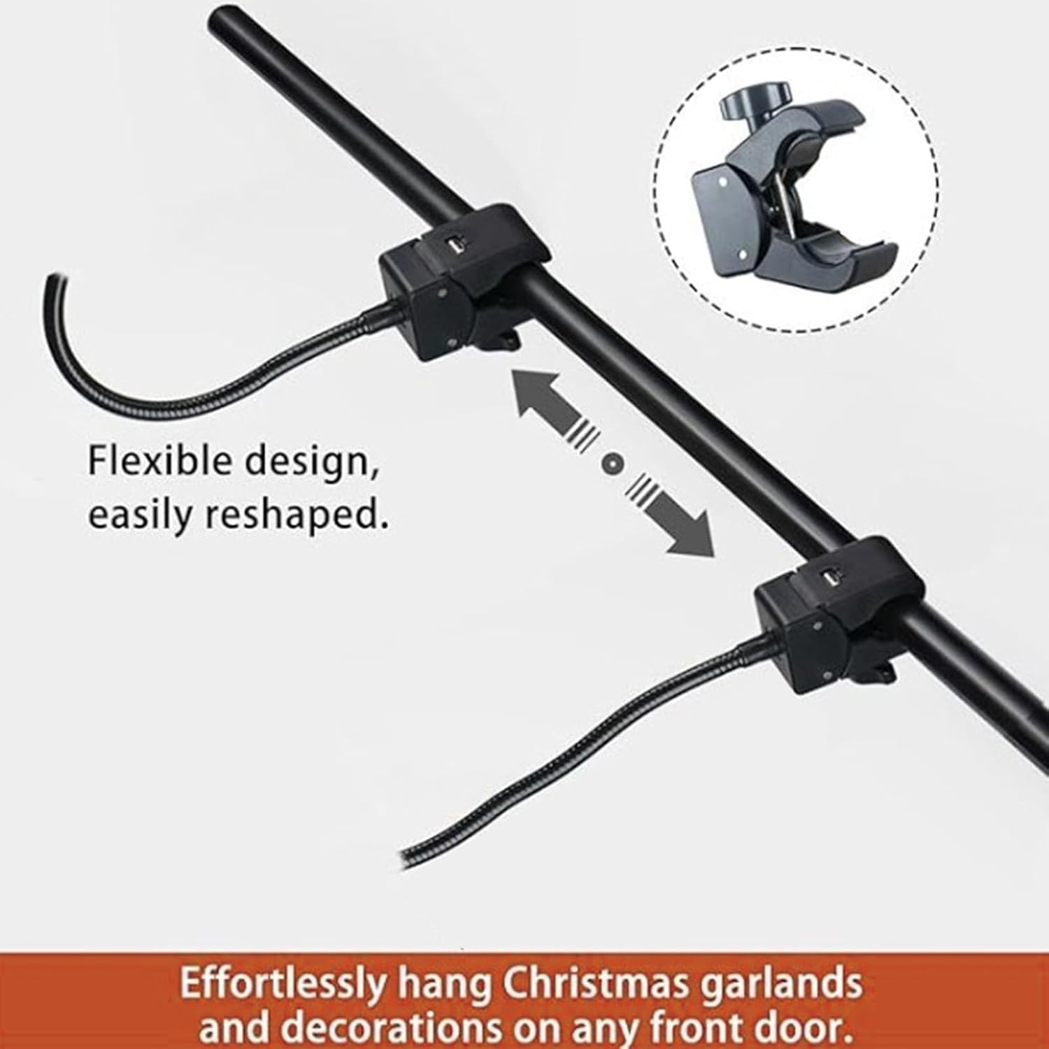 Garland Wreath Hanger for Front Door Frame, Adjustable 31.5" - 80.71" Heavy-Duty Garland Holder for Door Frame with Tension Rod for Christmas Halloween Decoration, No Screws (L: 70.87"-80.71")