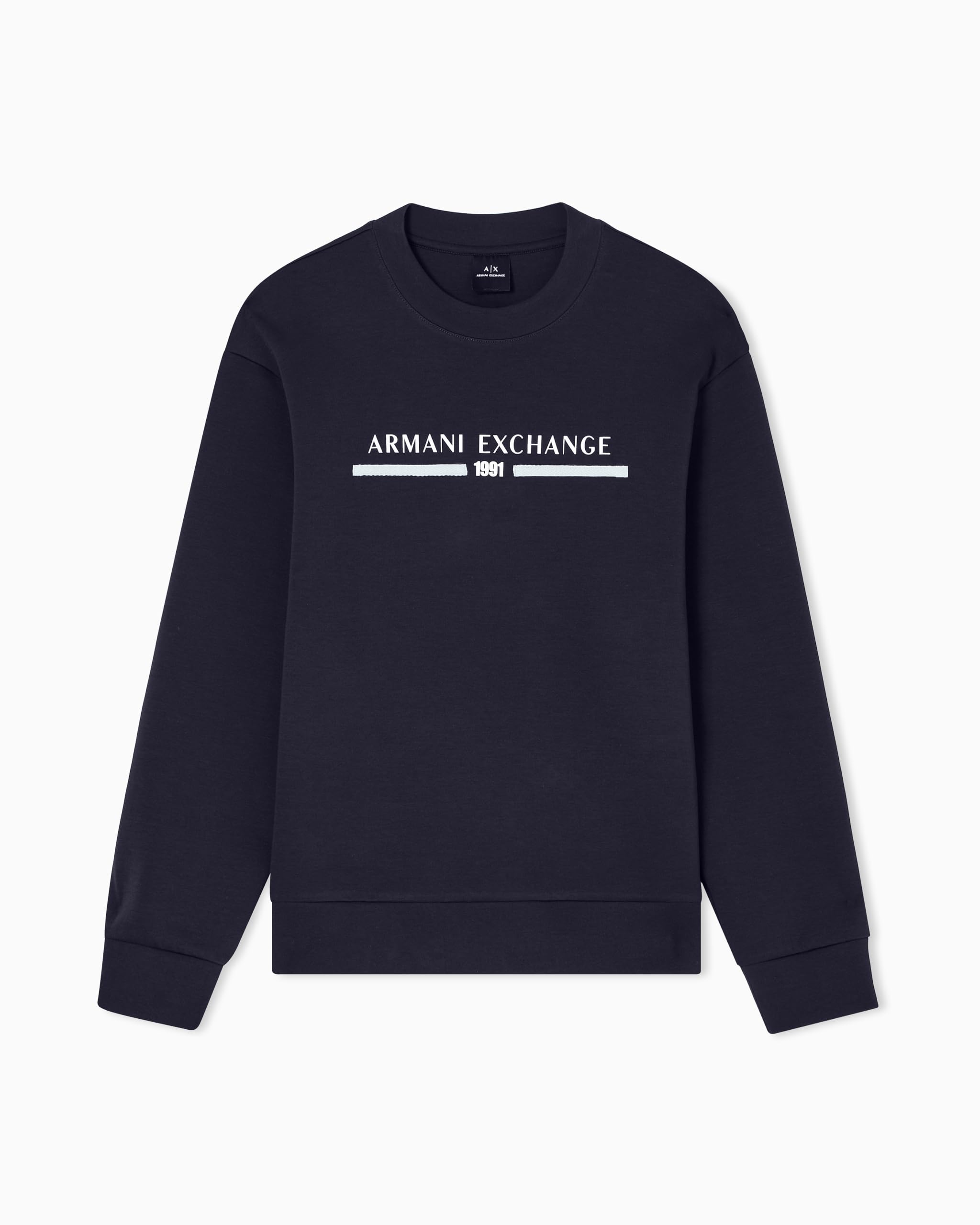 Armani Exchange Men's Deep Navy Centre Chest Logo Crew Neck Sweatshirt, Xl
