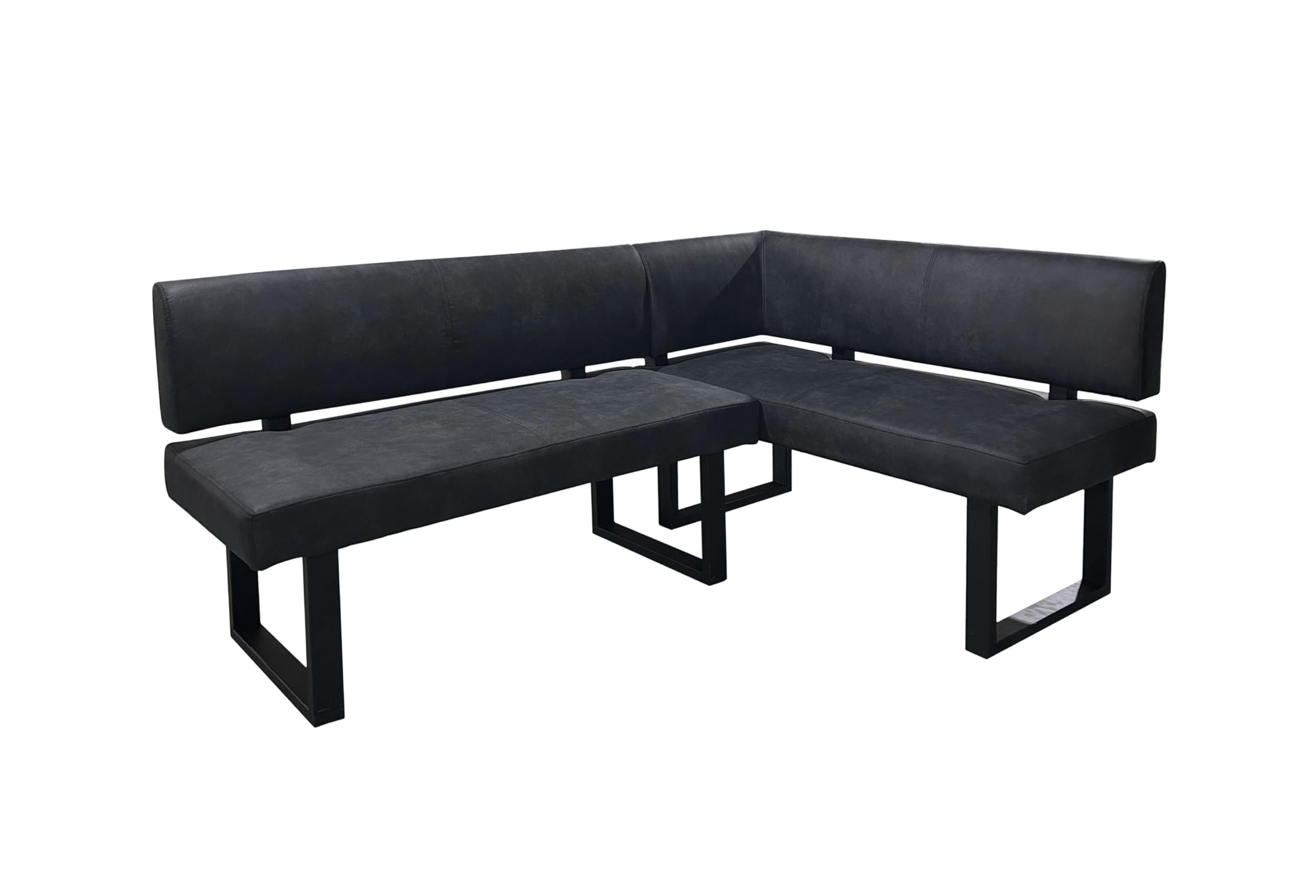 byLIVING Eckbank Vancouver, Taschenfederkern, Vintage Mikrofaser anthrazit | Metallgestell schwarz, 181, 5 x 125, H 86 cm