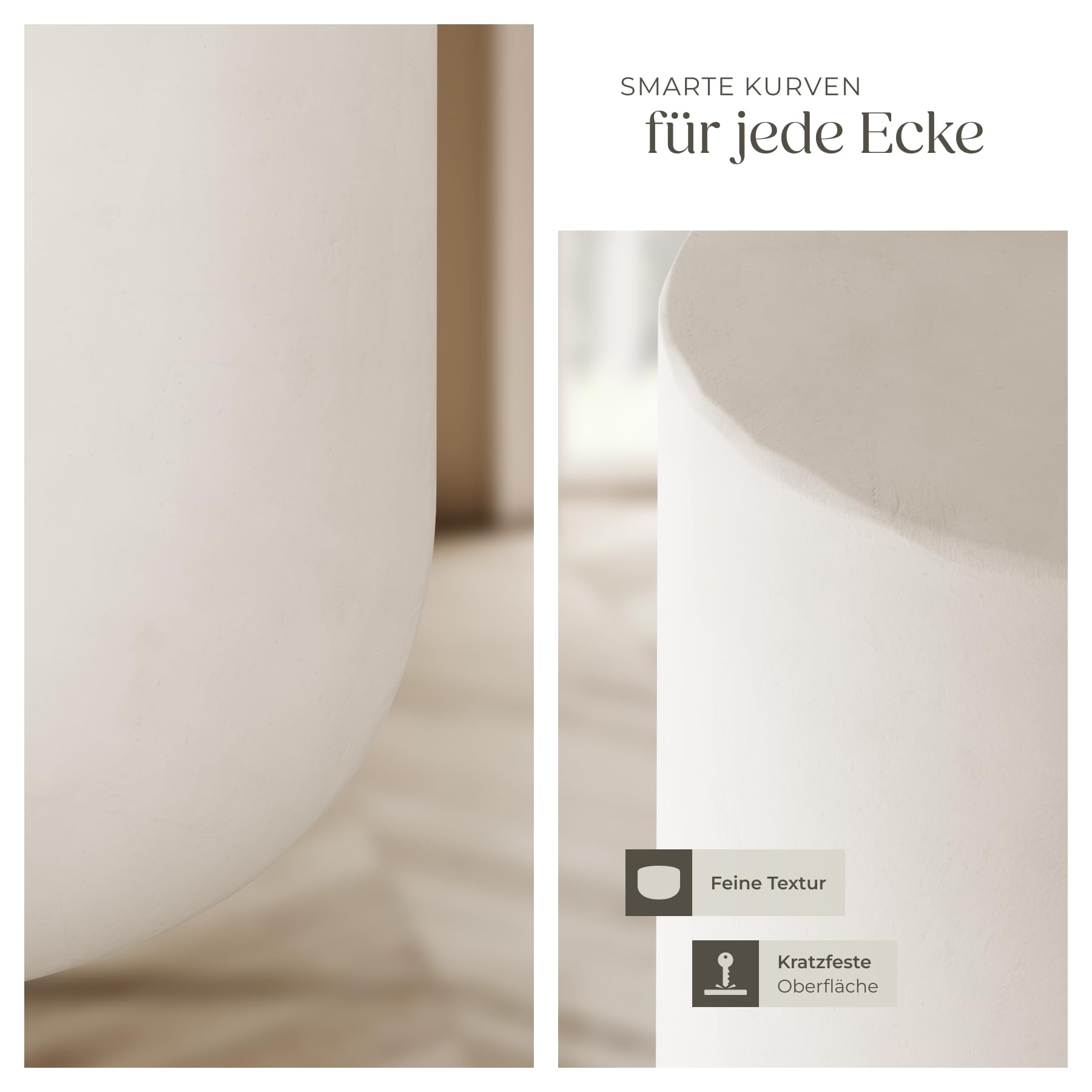 tectake® Couchtisch rund, Beistelltisch für in- und Outdoor, runder Side Table als Wohnzimmer oder Balkon Möbel, als Coffee Table, Gartentisch, Couch Tisch, Aesthetic Room Decor - weiß