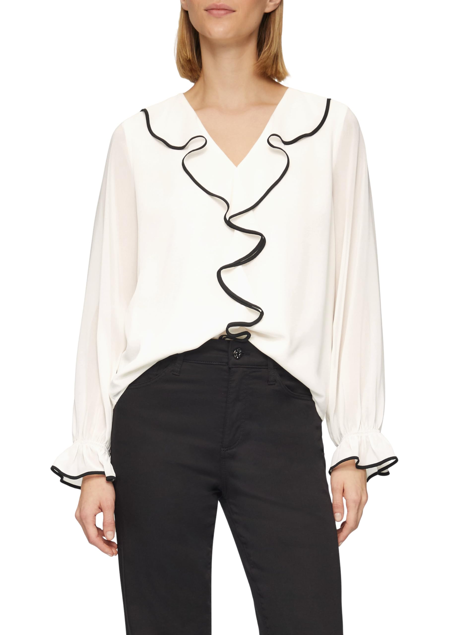 s.Oliver Chiffon Blouse with Ruffle Trim
