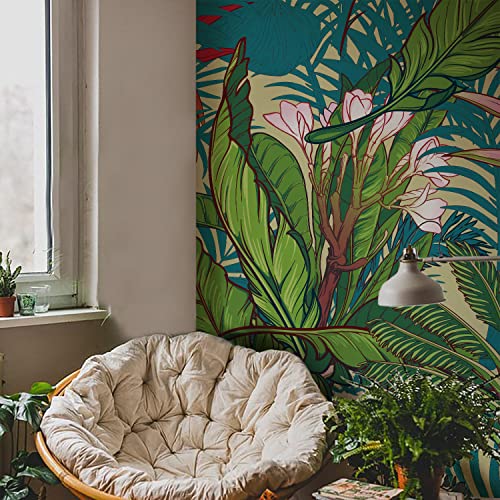 Flortlias Peel and Stick Green Tropical Wall Mural, Leather Textured