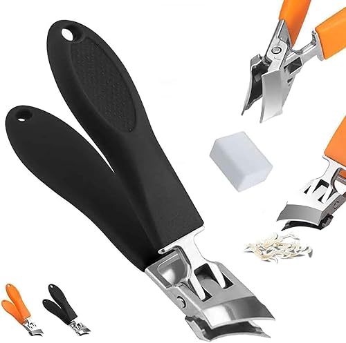 Tijeras de uñas y uñas de los pies para uñas encarnadas, curvas, tijeras de uñas antiflexión con apertura de mandíbula ancha (negro)