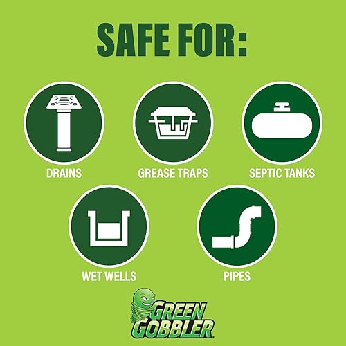 Miniatura 7 de Green Gobbler Enzimas para trampa de grasa y alcantarillado controla olores sucios y descompone grasa papel grasa y aceite en líneas de