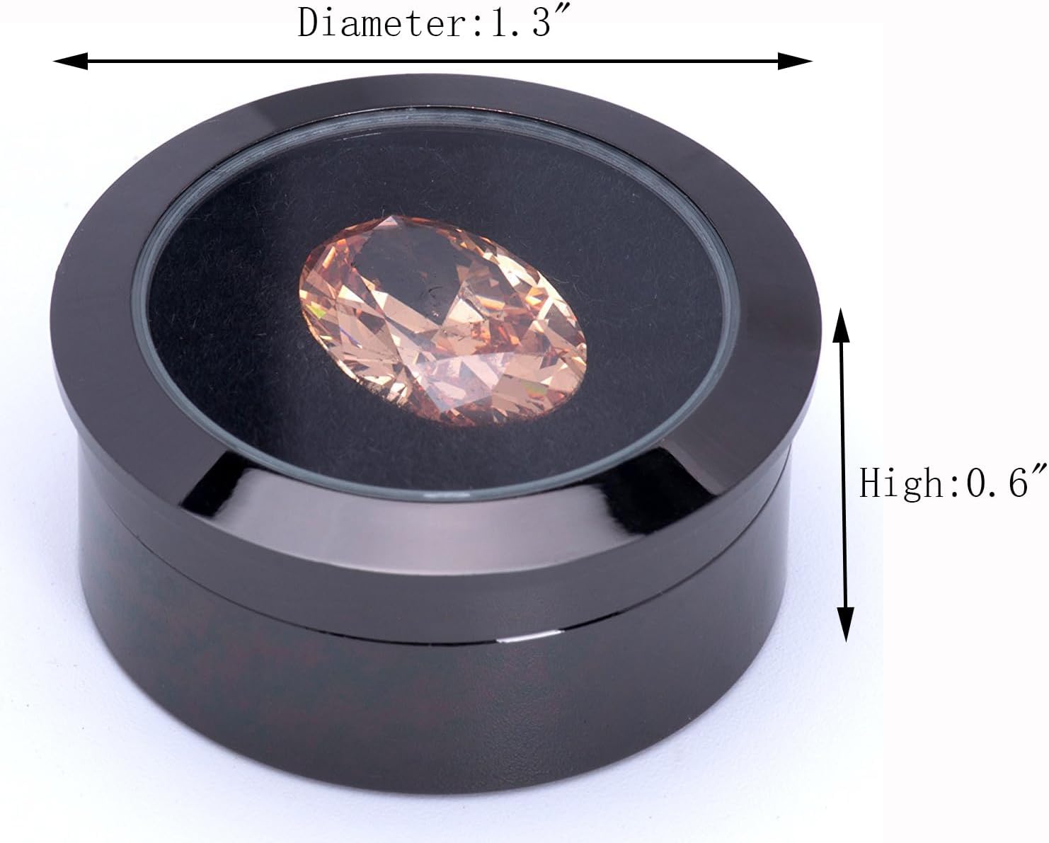 Small Loose Diamond or Gemstone Display Box Case Holder Show Container Metal (Black- 1.3x0.5)
