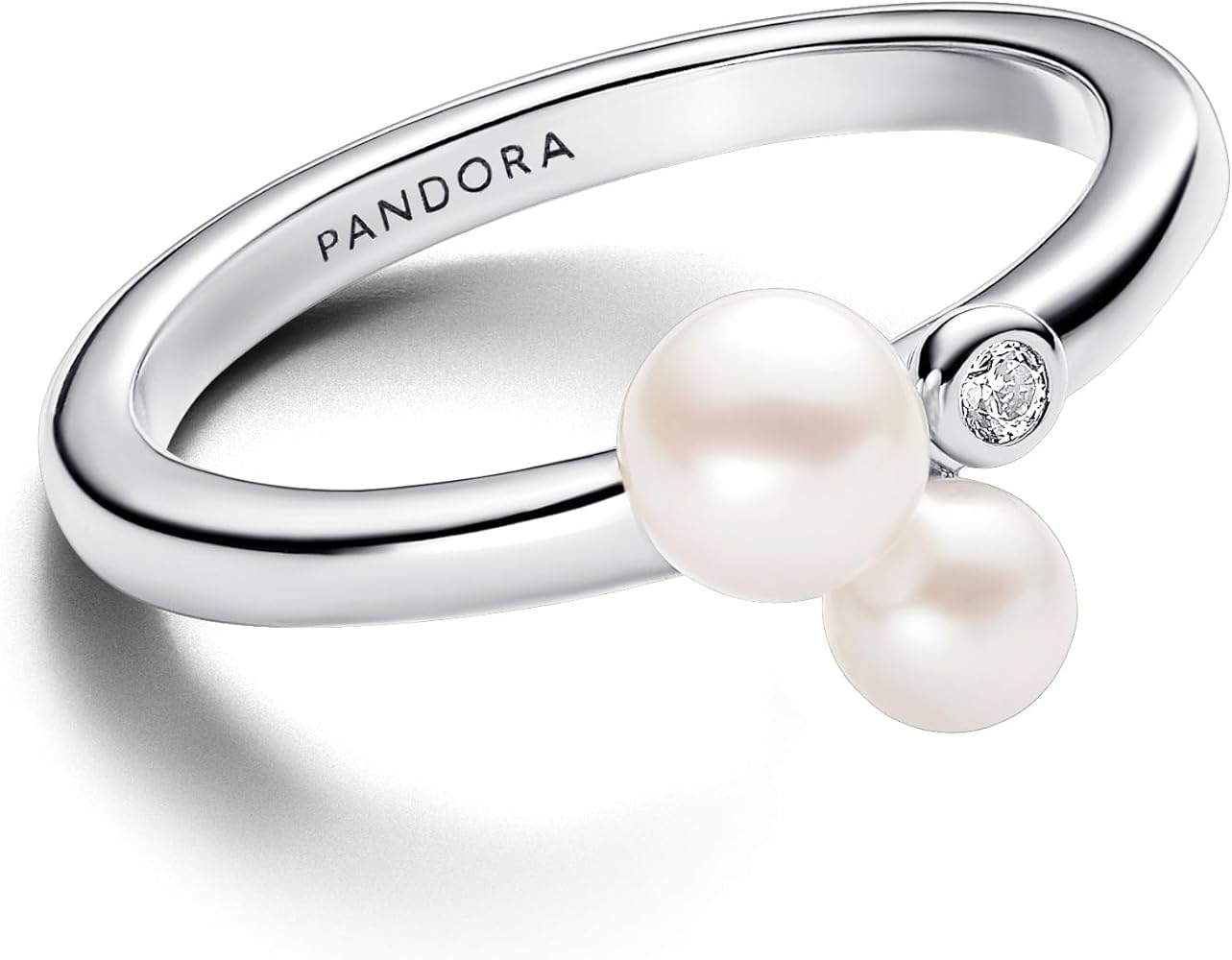 Pandora Timeless Ring, Sterlingsilber, mit weißer, behandelter Süßwasserzuchtperle und klarem Cubic Zirkonia