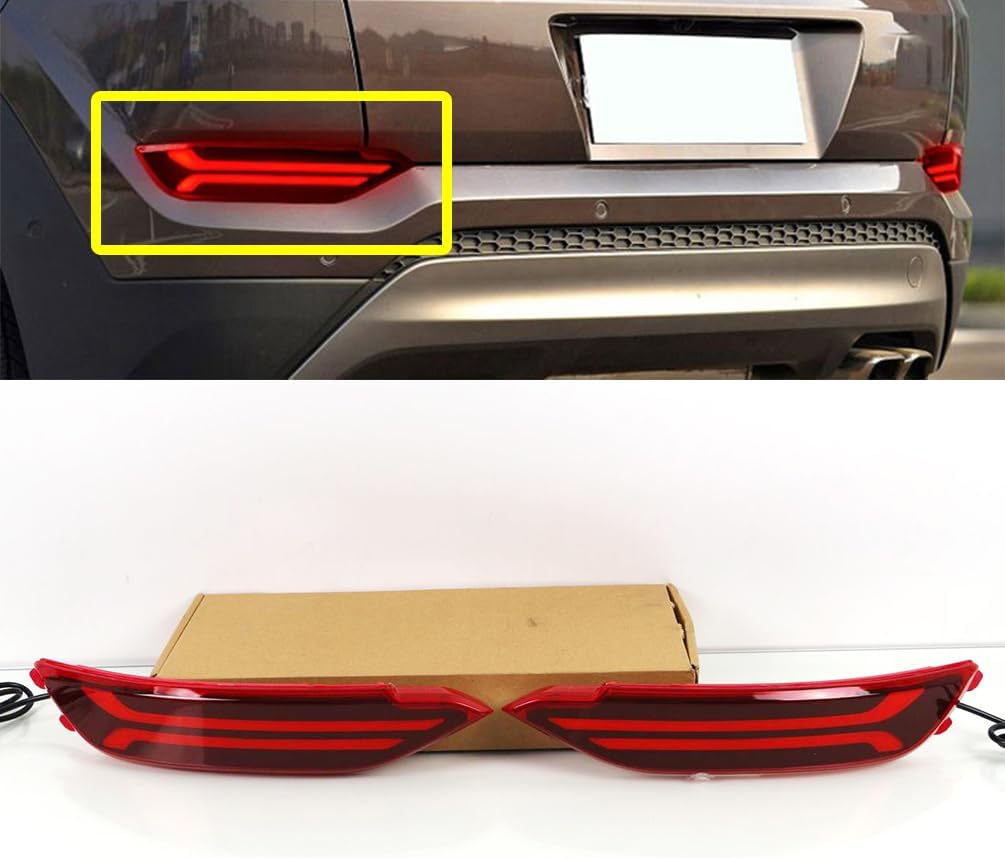 LED Rear Bumper Reflector Lights Fit for 2015 2016 2017 Hyundai Tucson Tail Light Assembly with LED Driving/Brake/Turn Signal Light Fog Light, Red Lens