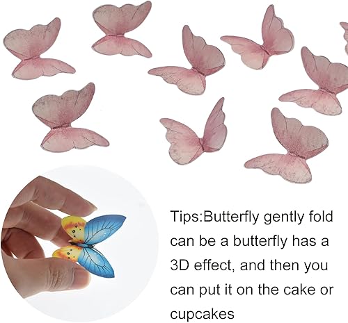 Miniatura 4 de 48 piezas de papel de oblea comestible de mariposa para decoración de tartas para boda, cumpleaños, baby shower, suministros de fiesta, decoración