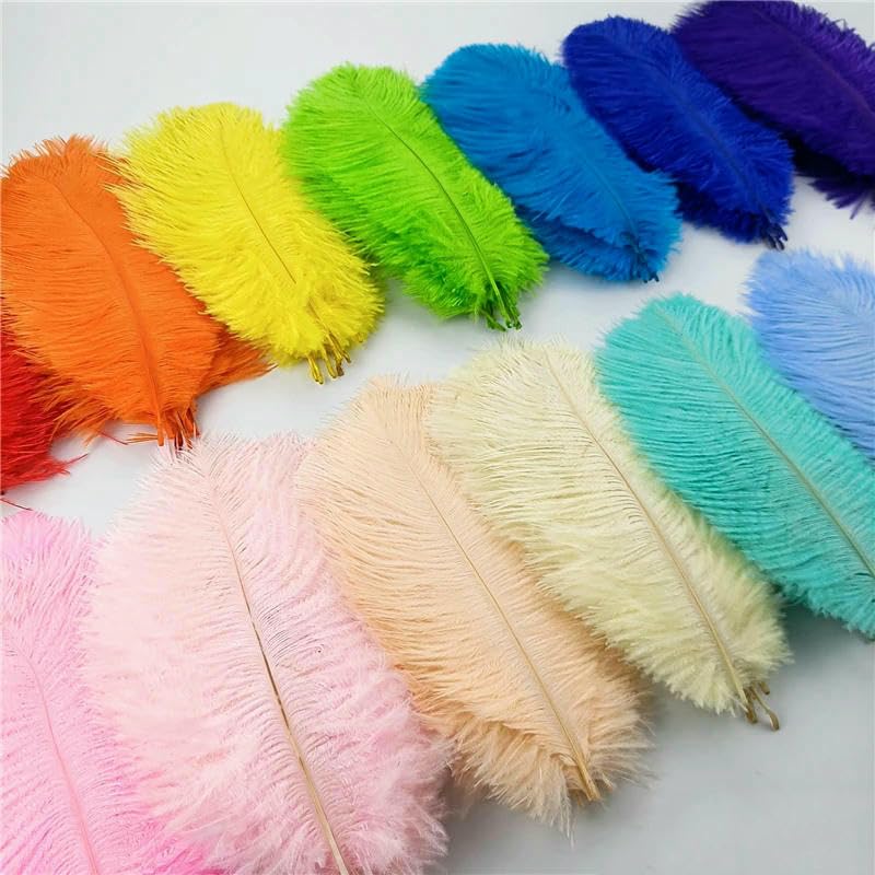 10 pezzi/lotto piume di struzzo per artigianato fotografia puntelli gioielli sfondo fai da te decorazione festa di nozze accessori acchiappasogni-arancione-35-40 cm 14-16 pollici