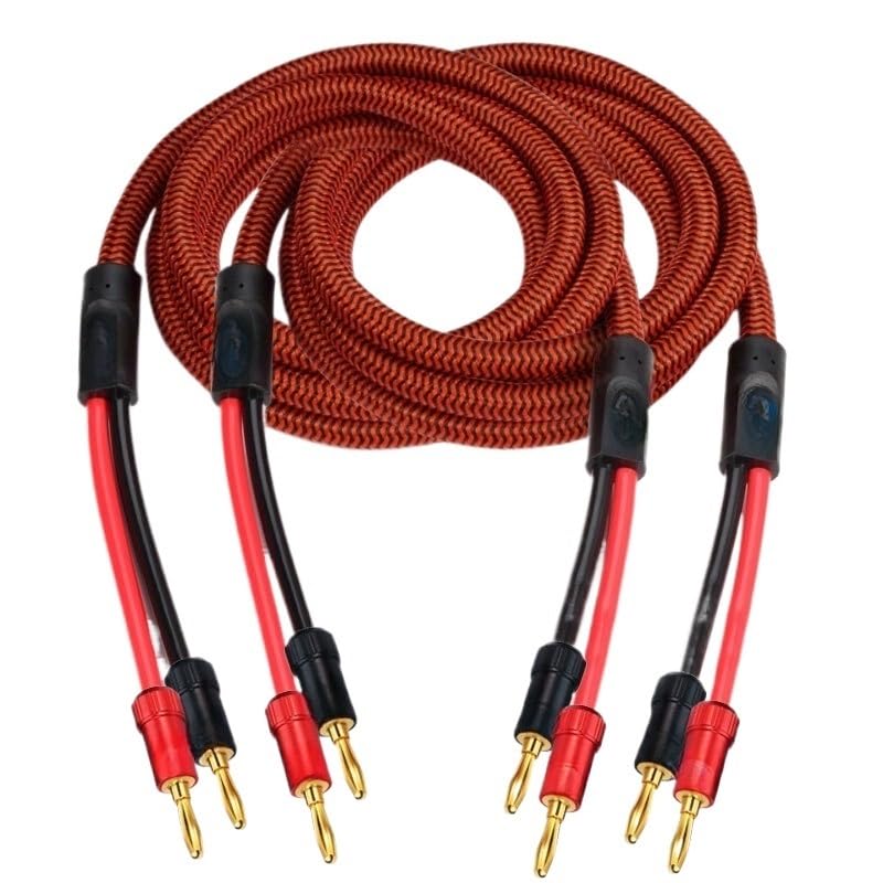 Wen ST HiFi Cable with Banana Plug for Audio Amplifier Home Theater Surround Sound System Gold Plated OFC Cable 1M 2M 300cm 5M 8M(A Pair (White),2meters)