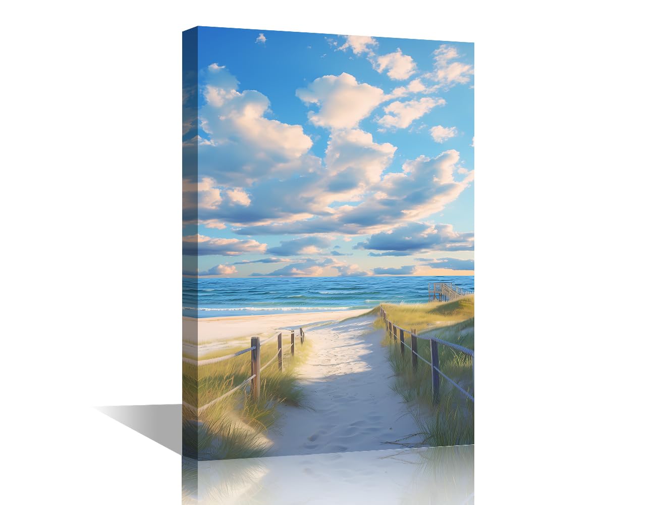 TISHIRON Ocean Wall Art for Bedroom Beach Canvas Art Decor Nature Landscape Modern Wall Pictures for Living Room 1 Piece Artwork Paintings Giclee Framed Ready to Hang, 36x24in