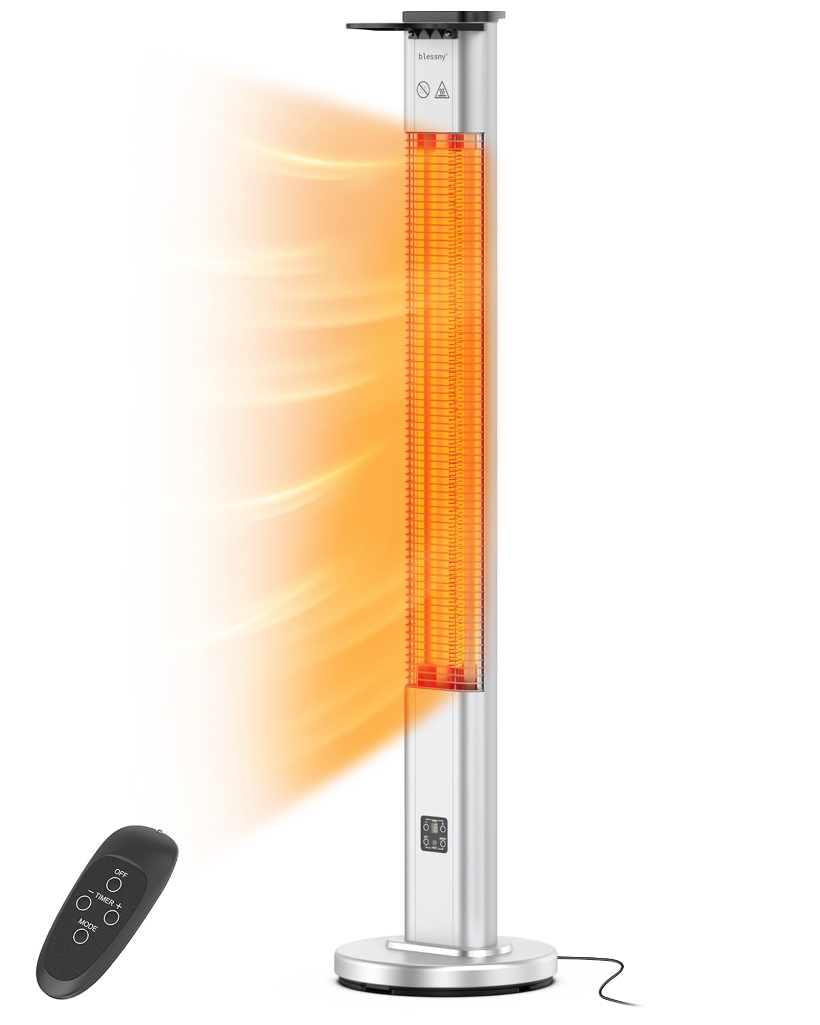 Photo 1 of blessny Infrared Electric Outdoor Heater for Patio, 48.5" Large Standing Space Heater with IP65 Waterproof, ETL Listed for Safety Use, 1500W, 3 Heating Mode, 9H Timer, Remote Control