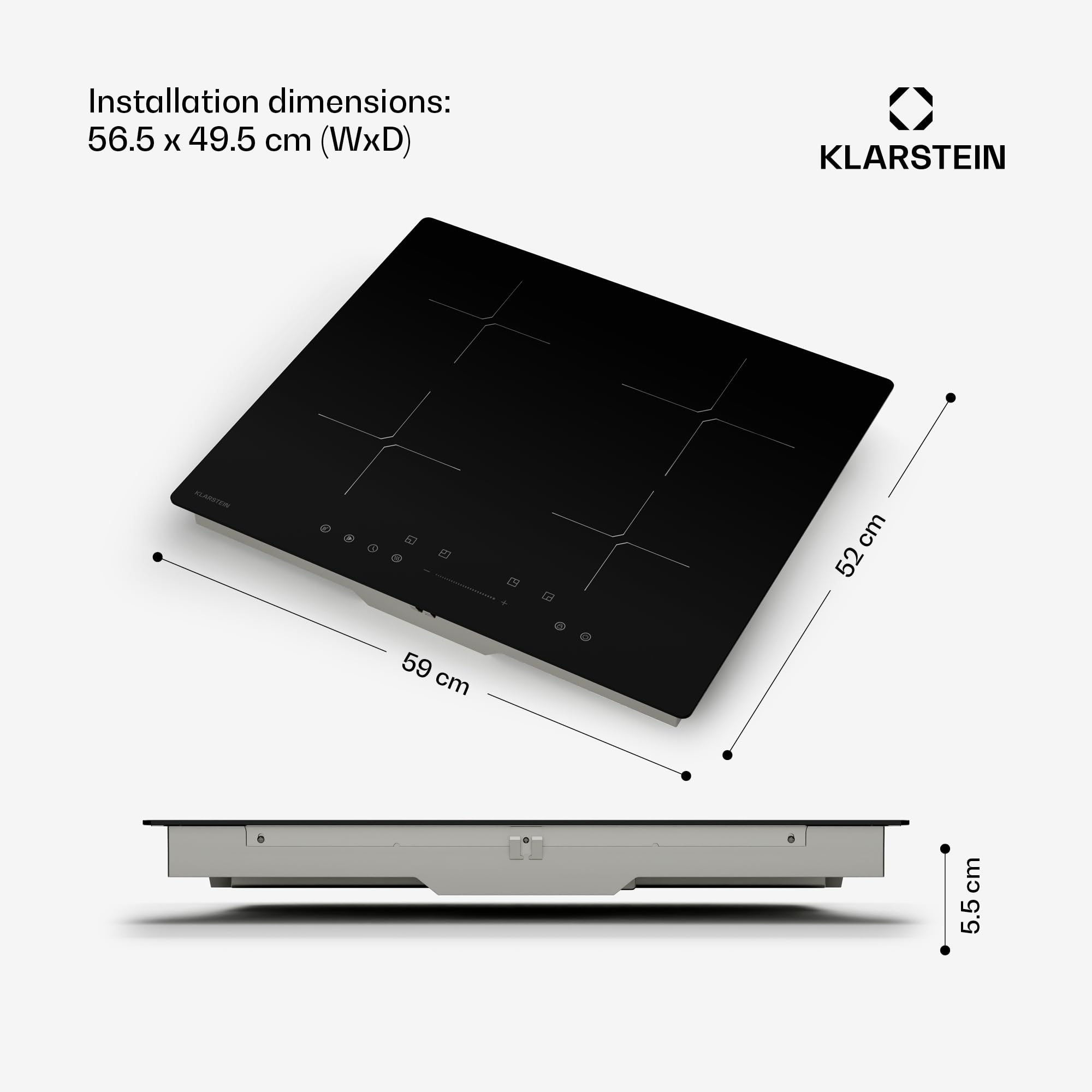 Klarstein PowerGlide Induktionskochfeld - 4-Zonen Induktionsherd, 7800 W Power Boost, 9 Heizstufen, SenseControl, Timer & Kindersicherung, 60 cm Elegantes Design