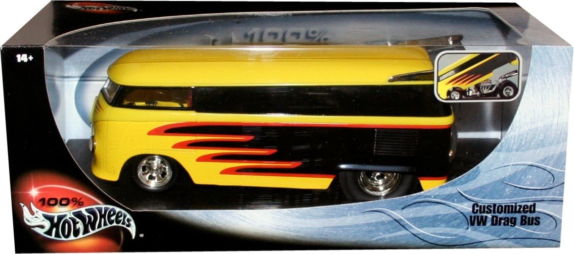 Amazon.com: Hot Wheels Customized VW Drag Bus Yellow & Black 1:18 