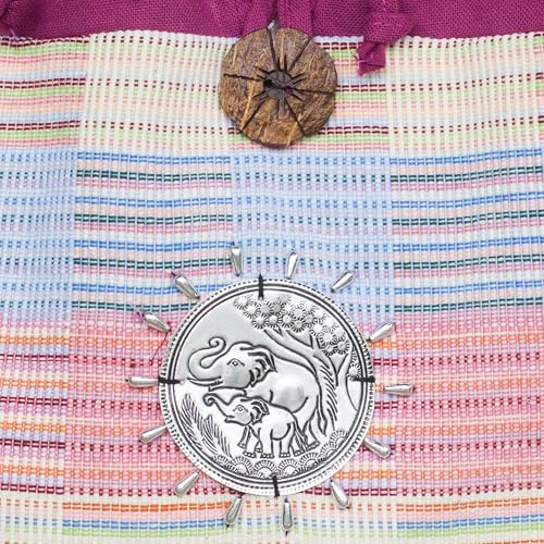 NOVICA Artisan handmade cotton handbag unique shoulder from thailand handbags pink patterned animal themed elephant ' siamese blush'4