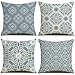 LAXEUYO Ozdobne poszewki na poduszki zestaw 4 szarych poszewek na poduszki w stylu vintage z mandalą 18 x 18 cali, lniane, kwadratowe, do salonu, na sofę, kanapę, na łóżko, 45 x 45 cm