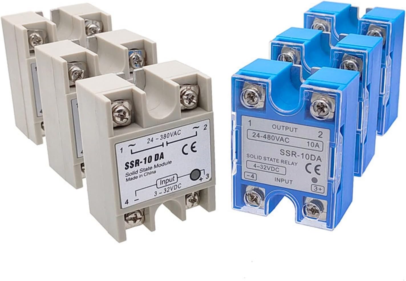 1PCS SSR 10 25 40 60 80 100 120DA DD DC Control AC/DC White or Blue Shell Single Phase Solid State Relay(10DA)