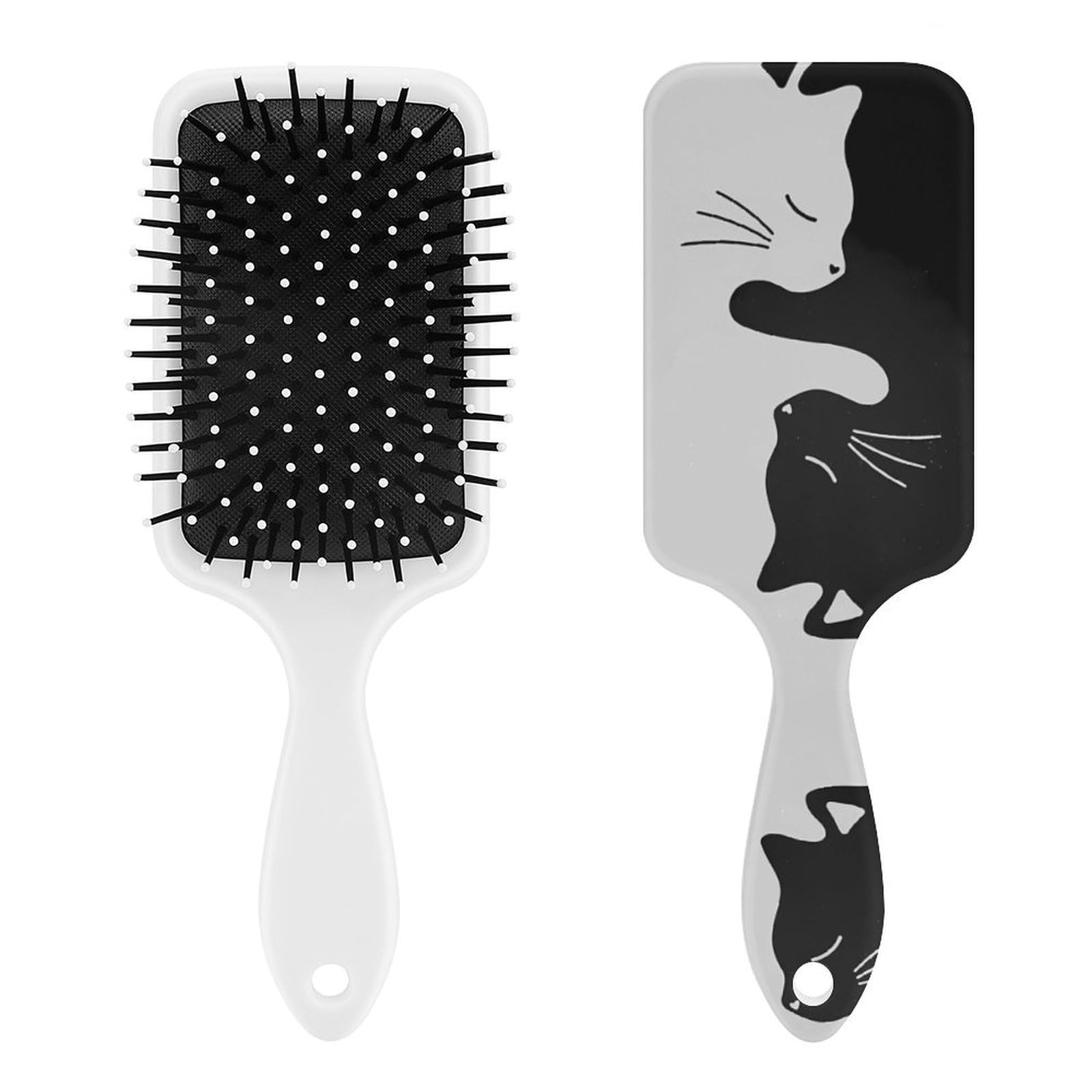 ネコ型 ヘアブラシ 白 頭皮マッサージ Amazon.co.jp: パドルブラシ 白 黒 猫柄 ネコ ヘアブラシ くし 絡ま