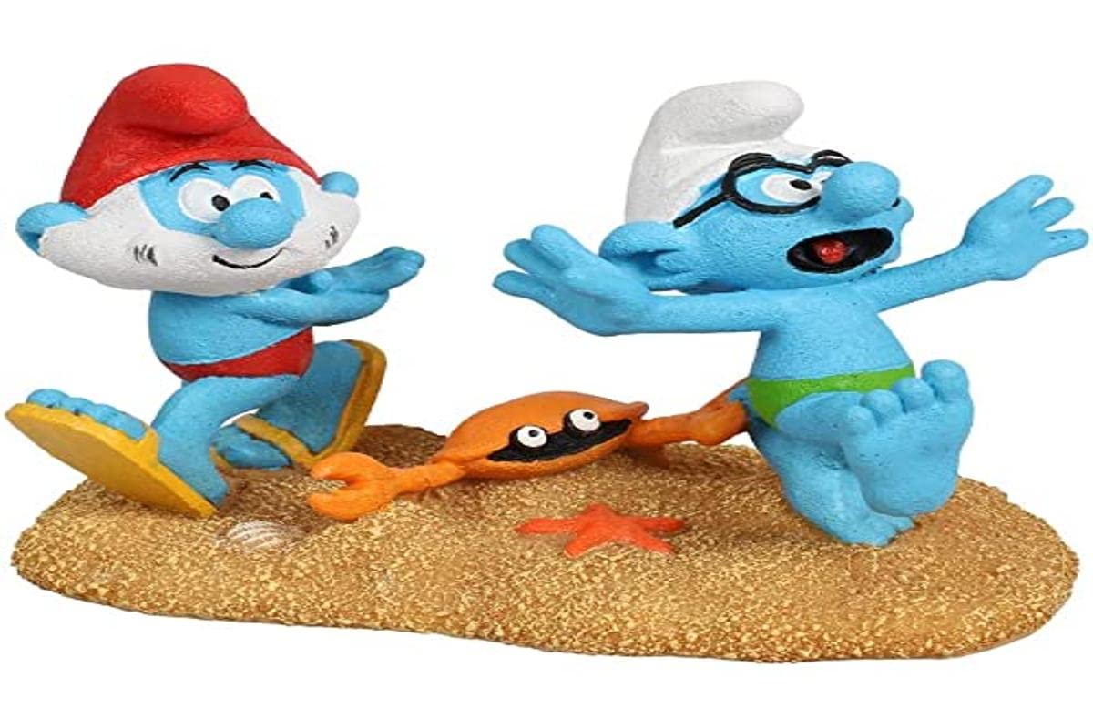 Aqua Della, The Smurfs, Attacked by A Crab, Highly Detailed and Made of Polyester Resin, Non-Toxic and pH Neutral