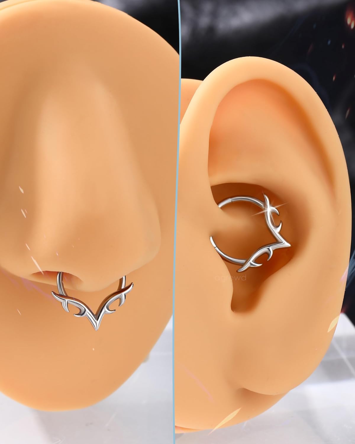 Wings of Blades Septum Rings 16G 8MM Surgical Steel Septum Daith Jewelry Helix Daith Piercing Jewelry - Image 6