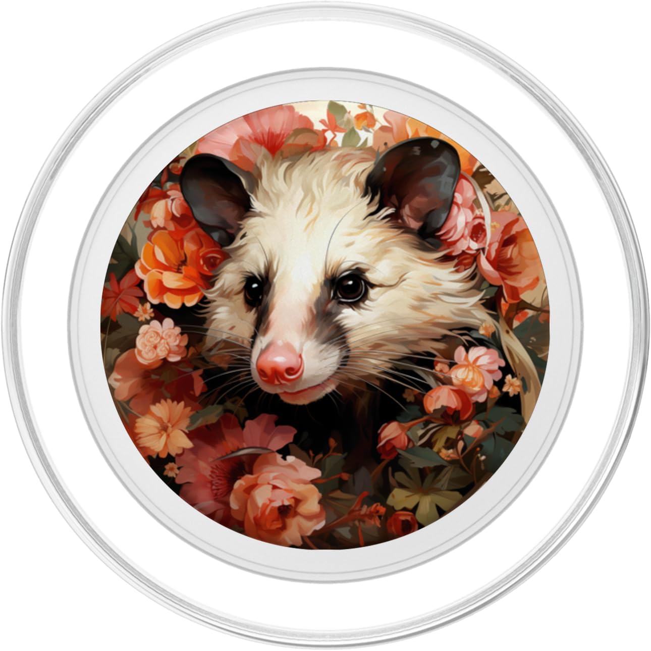 Opossum Flowers Colorful Graphic PopSockets MagSafe PopGrip for iPhone