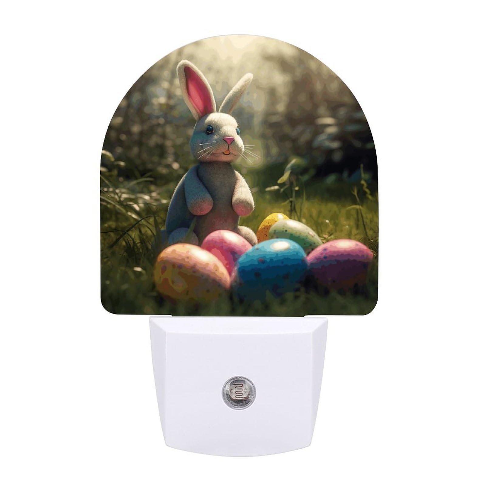 FekiLoot - LED Night Lights for Wall Decor, Ambient Lighting with Light Sensors, Soft Night Light for Sleeping, Warm Automatic Easter Egg Rabbit Light for Adults