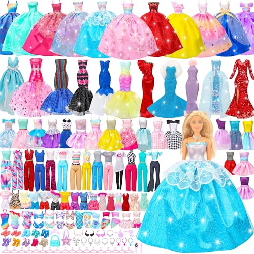 Ensemble cadeau de vêtements de poupée 70 pièces pour poupées de 29,2 cm & Barbie - 4 robes de mariée, 2 robes de soirée, 8 robes à la mode, 6 tenues...
