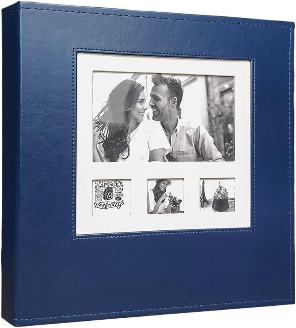 Memorial Book 12-Inch Pu Leather Cover DIY Self-Adhesive Photo Album, Creative Growth Diary for Wedding, Birthday, Baby, Family Photo (Color : A)